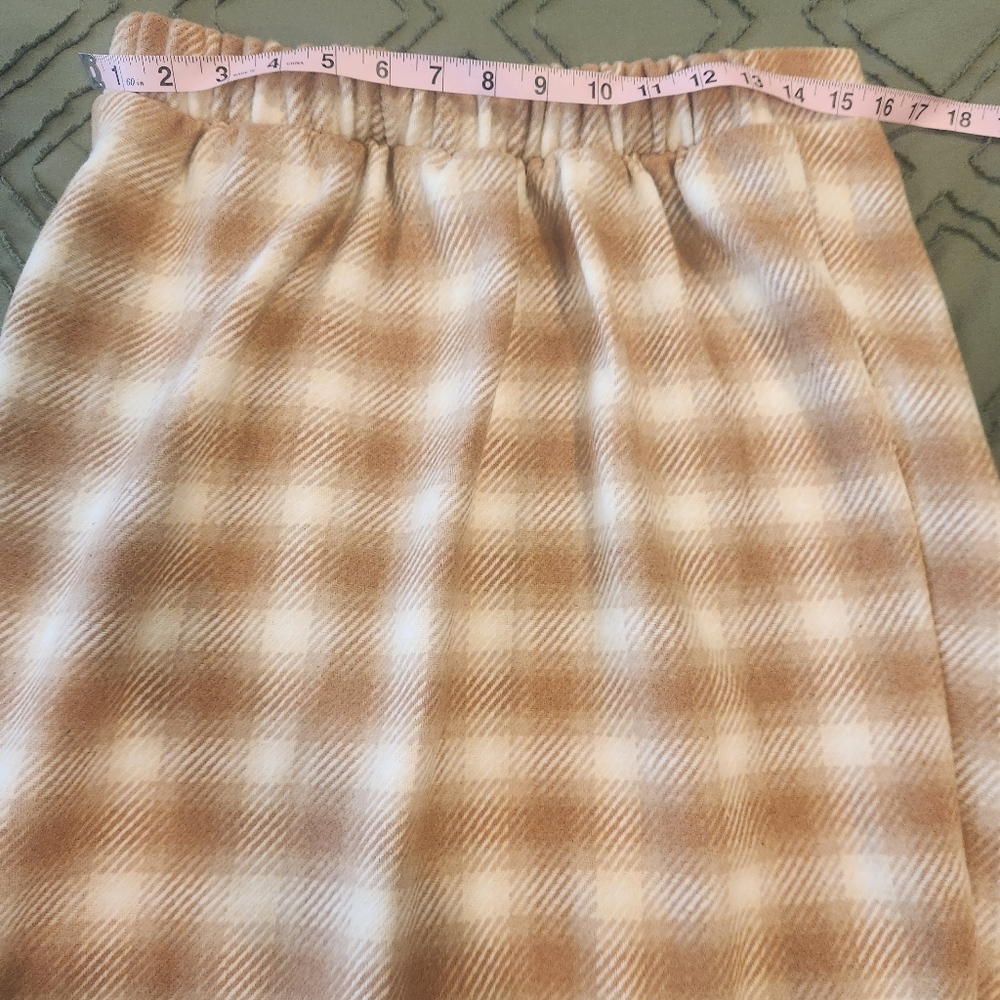 Time and Tru tan and white plaid fringed skirt. - Picture 3 of 9